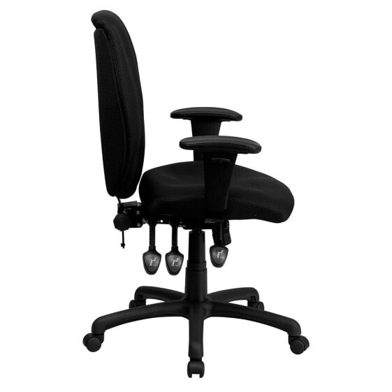 High Back Black Fabric Multifunction Ergonomic Executive Swivel Chair With Adjustable Arms