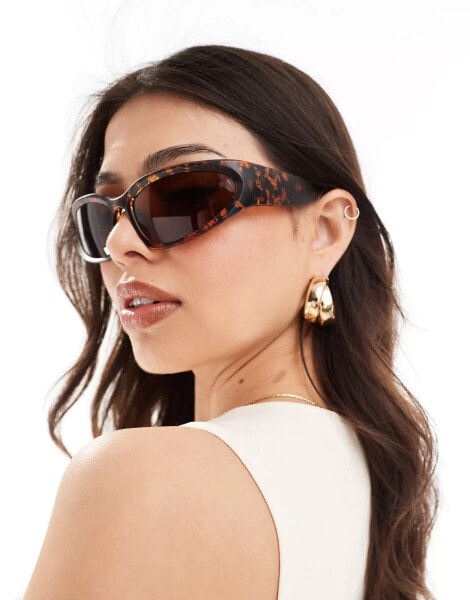 Vero Moda wrap around sunglasses in tortoiseshell