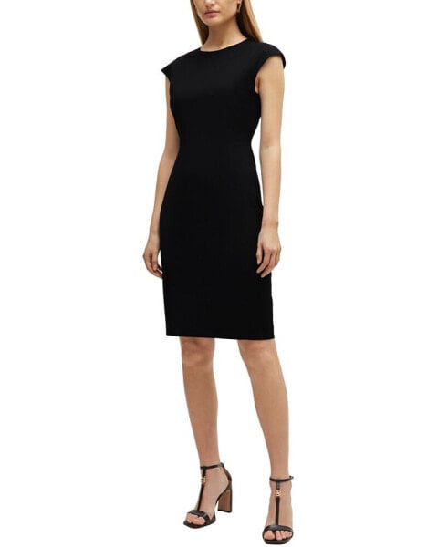 Women's Wool Cap Sleeve Slim-Fit Dress