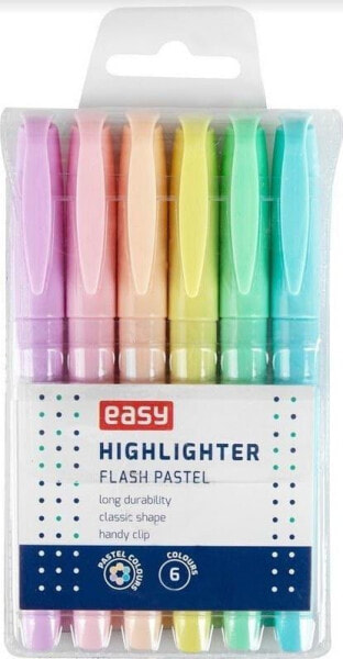 Фломастеры Easy Stationery Zakreślacz Flash Pastel 6 красок EASY