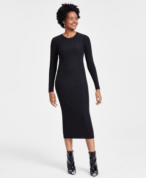 Women's Baby Ribbed-Knit Long-Sleeve Midi Dress, Created for Macy's