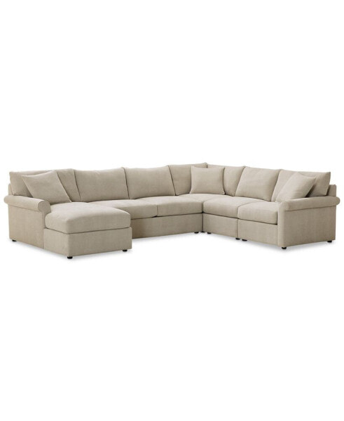 Wrenley 138" 5-Pc. Fabric Modular Chaise Sectional Sofa, Created for Macy's