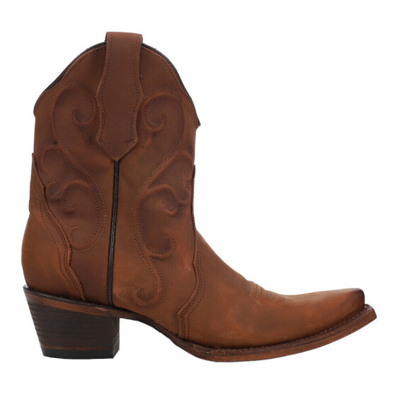 Circle G by Corral Embroidered Ankle Snip Toe Cowboy Booties Womens Brown Casual