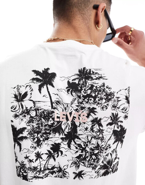 Levi's floral logo print relaxed fit t-shirt in white