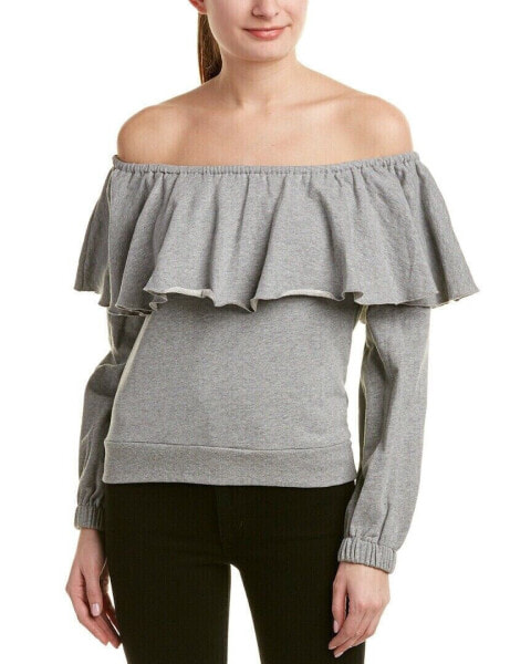 Romeo & Juliet Couture 157950 Women's Off-The-Shoulder Blouse Gray Sz. Small