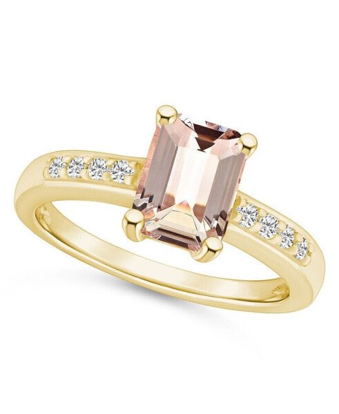 Morganite (1-3/8 ct .t.w.) and Diamond (1/8 ct .t.w.) Ring in 14K Yellow Gold