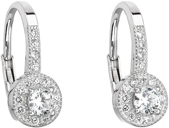 Silver earrings with clear zircons 11198.1