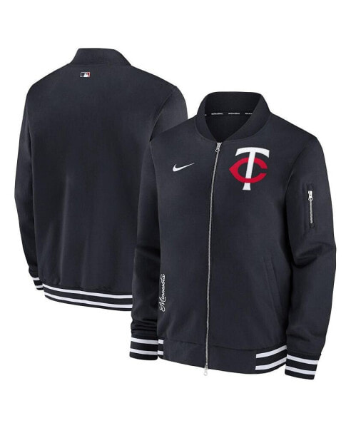 Куртка-бомбер полноразмерная коллекция Minnesota Twins Nike для мужчин на молнии (цвет - темно-синий)