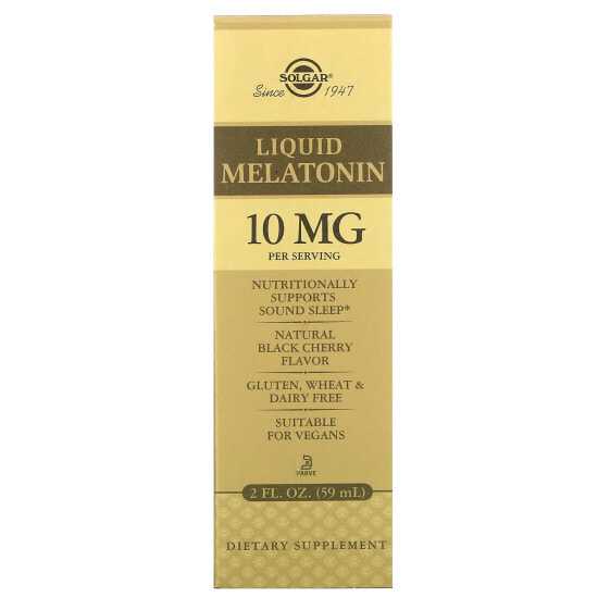 Solgar, Жидкий мелатонин, натуральный ароматизатор со вкусом черешни, 10 мг, 59 мл (2 жидких унции)