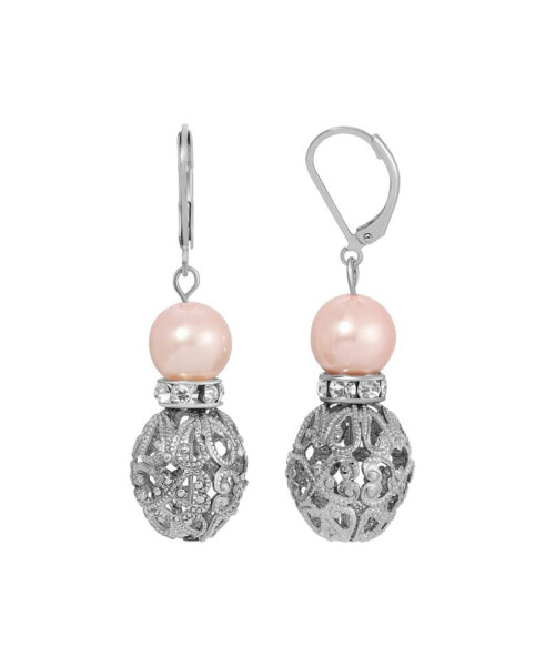 Crystal Acrylic Filigree Bead Drop Earrings