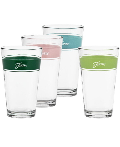 Tropical Frame 16 Ounce Tapered Cooler Glass, Set of 4