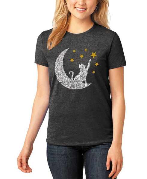 Women's Premium Blend Word Art Cat Moon T-Shirt