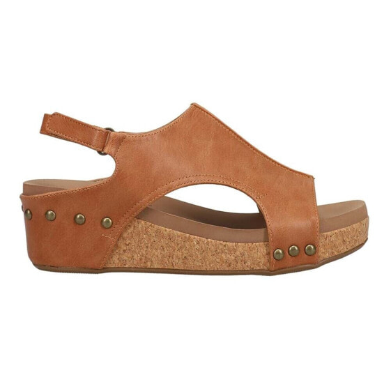 Corkys Volta Ii Studded Wedge Womens Brown Casual Sandals 41-0334-CGSM