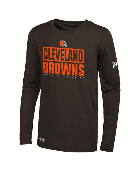 Men's Brown Cleveland Browns Combine Authentic Offsides Long Sleeve T-shirt