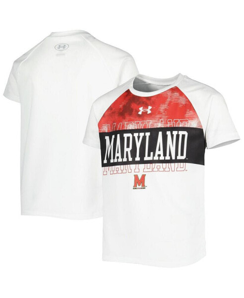 Big Boys White Maryland Terrapins Gameday Print Raglan T-shirt