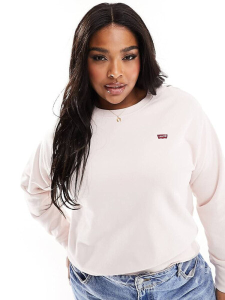 Levi's Plus sweatshirt with small batwing logo in pink