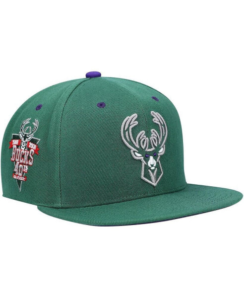Men's Hunter Green Milwaukee Bucks 40th Anniversary Color Flip Snapback Hat