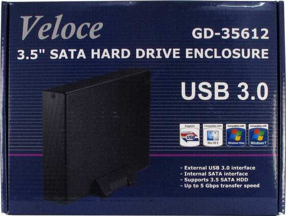 Inter-Tech Veloce GD-35612 - 3.5" - Serial ATA - Serial ATA II - 5 Gbit/s - Black