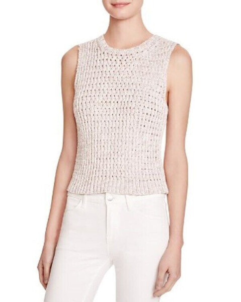 Theory Wome Sleeveless Crewneck Cropped Pull Over Malda Meridian sweater Beige S