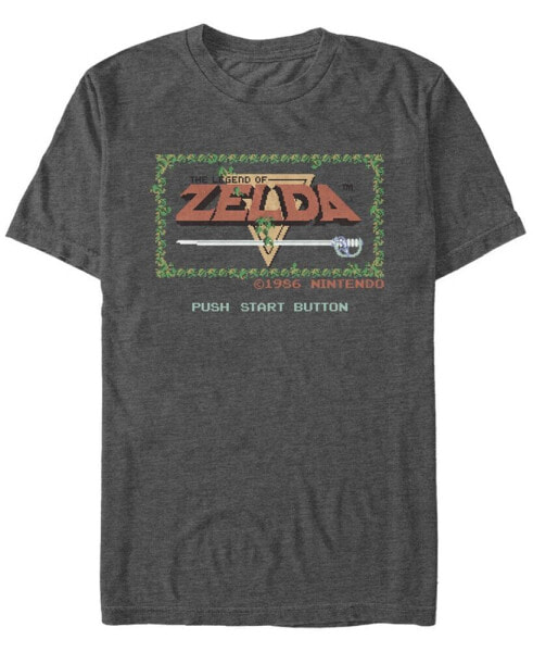 Nintendo Men's Legend of Zelda Push Start Button Short Sleeve T-Shirt