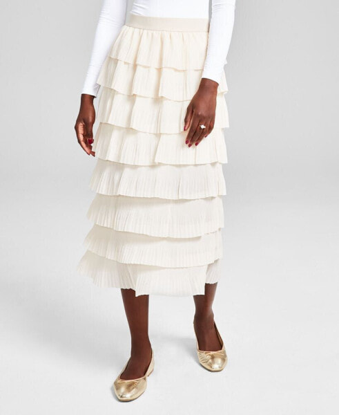 Women's Tiered Pull-On Midi Skirt, Created for Macy's