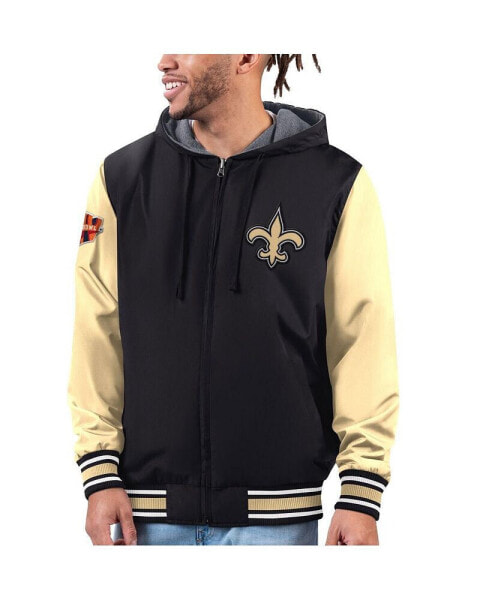 Men's Black, Gold New Orleans Saints Commemorative Reversible Full-Zip Jacket
