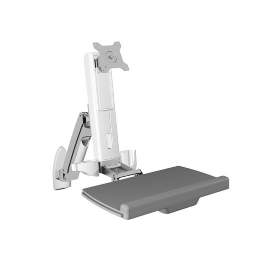 ICY BOX IB-MS600-W, 8 kg, 61 cm (24"), 75 x 75 mm, 100 x 100 mm, Height adjustment, Grey, Silver, White