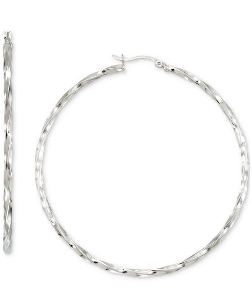 Серьги Macy's twist Hoop  in 14k Gold Plated Sterling Silver (60mm)