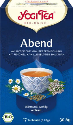 Kräutertee "Abend" mit Fenchel, Kamillenblüten & Baldrian (17 Beutel), 30,6 g