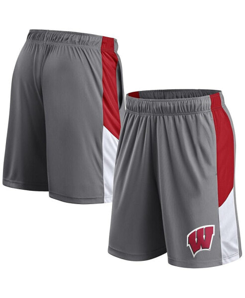 Men's Gray Wisconsin Badgers Logo Shorts