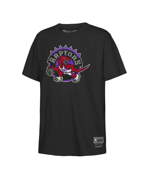 Big Boys and Girls Black Toronto Raptors Hardwood Classics Retro Logo T-Shirt