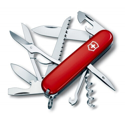 Victorinox Huntsman, Slip joint knife, Multi-tool knife, Stainless steel, Red, 15 tools, 9.1 cm