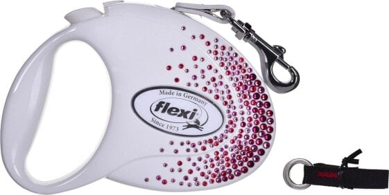 Flexi FLEXI Smycz Glam Splash Pink, M TAŚMA 5m, biała