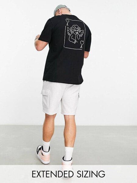 ASOS DESIGN relaxed t-shirt in black with cherub card back print