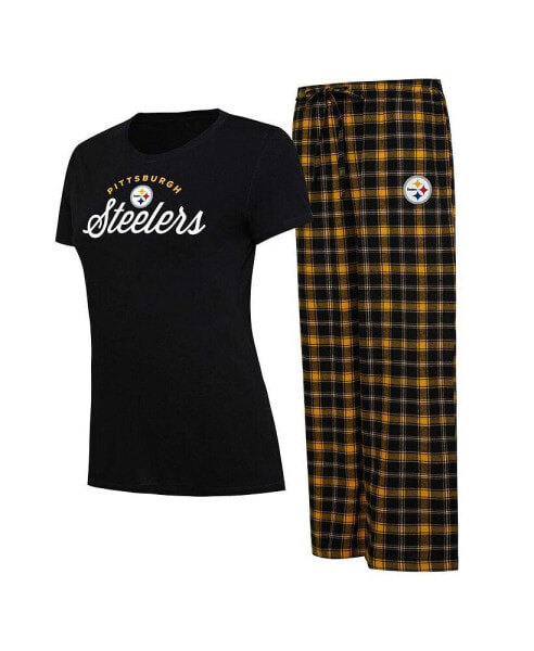 Пижама Concepts Sport женская черная Pittsburgh Steelers Plus Size Badge Sleep Set