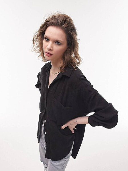 Topshop cotton casual shirt in black