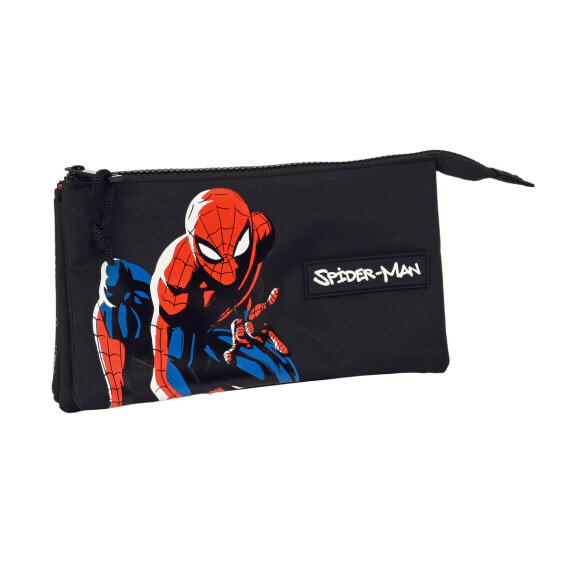 Тройной пенал Spiderman Hero Чёрный 22 x 12 x 3 cm
