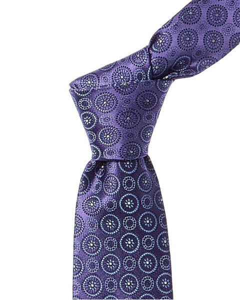 Canali Purple Print Silk Tie Men's Purple Os