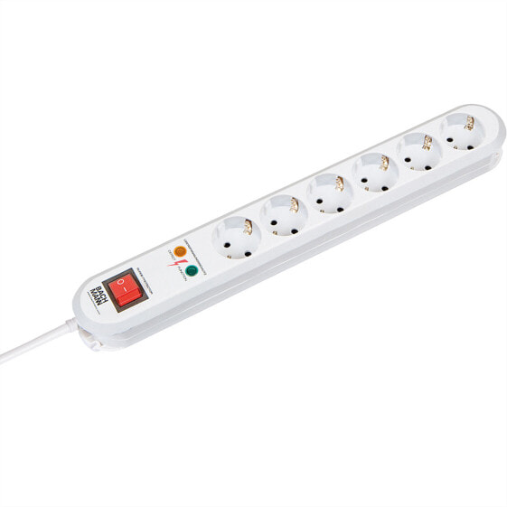 Bachmann Surge protector - 1.5m - 6 AC outlet(s) - 250 V - 3600 W - White - 1.5 m - 520 g