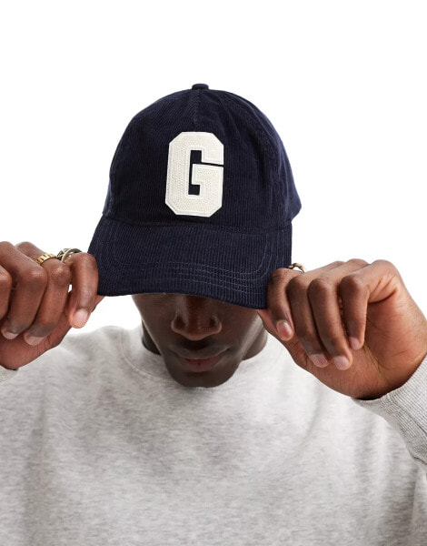 GANT G badge cord baseball cap in navy