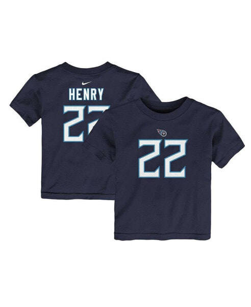 Toddler Boys and Girls Derrick Henry Navy Tennessee Titans Player Name and Number T-shirt