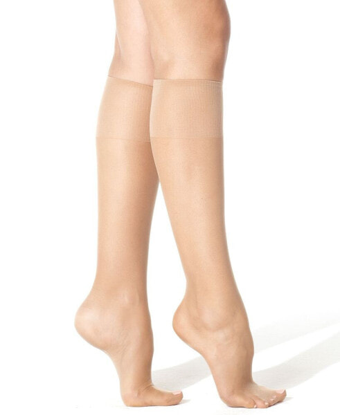 Silk Reflections Silky Sheer Reinforced Toe Knee Highs