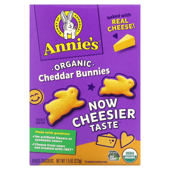 Organic Cheddar Bunnies, Baked Snack Crackers, 7.5 oz (213 g)