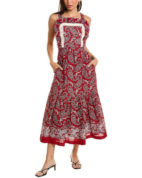 Sea Ny Theodora Paisley Print Apron Maxi Dress Women's