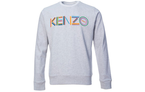 Толстовка мужская KENZO FW21 с логотипом и цветными буквами, серая