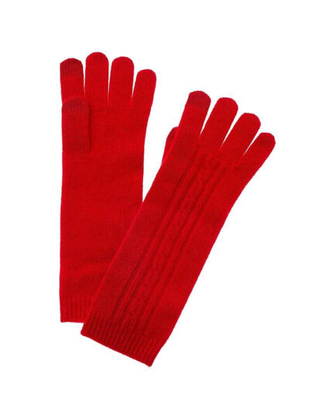 Phenix Oval Cable Stitch Long Cashmere Gloves Women's Red