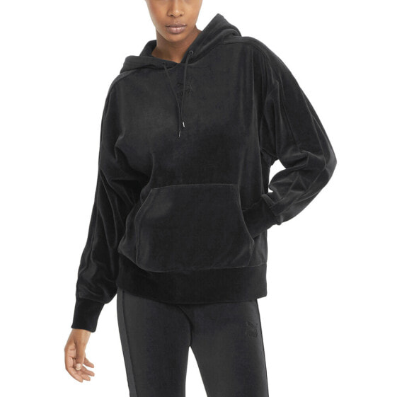 Puma Iconic T7 Velour Pullover Hoodie Womens Black Casual Outerwear 531605-01