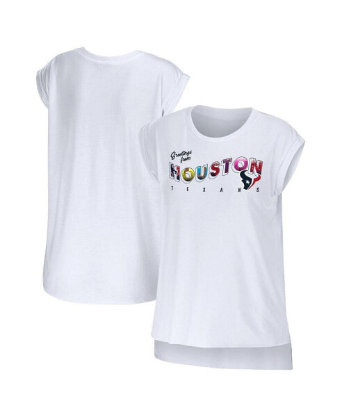 Women's White Houston Texans Greetings From Muscle T-shirt