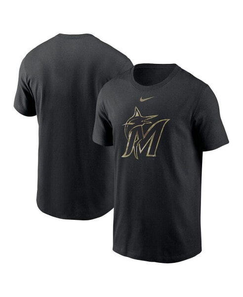 Men's Black Miami Marlins Camo Logo Team T-shirt