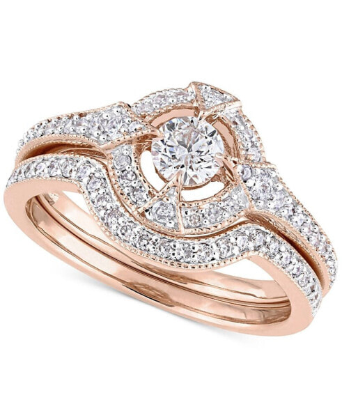 Кольцо Macy's Diamond Halo Bridal Set 3/4 ct. 14k Rose Gold